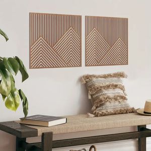 Decoración de pared de montaña moderna, bosque decorativo, naturaleza, 2 uds., arte de pared colgante, decoración de madera, arte de pared de montaña, Panel de madera para el hogar - Product Image 3