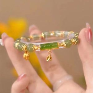 2022 Fashion Jewelry Wholesale Natural Bamboo Jade <b>Bracelet</b> Crystal Gemstone <b>Beads</b> Jade Handmade Link <b>Bracelet</b> for Women - Product Image 1