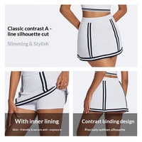 Nouvelle jupe de sport unie anti-exposition avec coussinets de poitrine intégrés pour le tennis, la course, le fitness et le yoga, ensemble de vêtements de tennis en polyester et élasthanne, collection Printemps