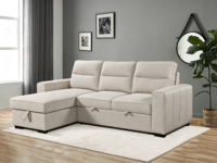 Canapé d'angle de luxe en tissu avec lit escamotable intégré et rangement extensible pour salon