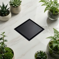 Siphon de sol carré invisible certifié CE en SUS304, 10 cm, anti-odeur, anti-insectes, écologique, moderne, à insérer dans les carreaux, noir, pour salle de bain et hôtel