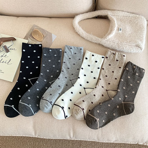 Retro <span class=keywords><strong>Polka</strong></span> <span class=keywords><strong>Dot</strong></span> thiết kế màu Rắn chất lượng cao cotton thời trang phụ nữ crew <span class=keywords><strong>socks</strong></span> - Product Image 1