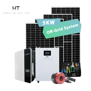 低价成本5000瓦全离网太阳能系统5KW家用太阳能电池板套件太阳能系统，用于预制房屋备用电源