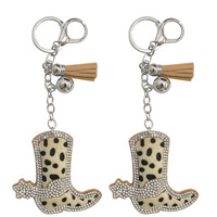 Porte-clés personnalisable avec strass style cowboy, cadeau d'anniversaire ou de Noël pour cowgirl, porte-clés de voiture imprimé léopard avec strass