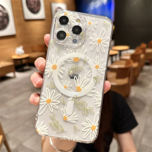 Funda Magnética Compatible con PET para Teléfono 16 Pro Max, para 14 Pro, para Mate, Diseño Estilo Ins, Margarita Floral Blanca - Product Image 2