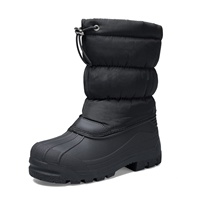 Bottes de neige imperméables YL-25413 noires mi-mollet antidérapantes et chaudes pour enfants, idéales pour l'hiver (vente en gros)
