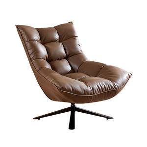 Sillón Giratorio de Diseño Moderno, Reclinable, de Cuero, para Sala de Estar, Sillón Individual con Función de Inclinación, Estilo Nórdico - Product Image 2