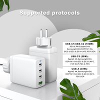 Prise de terre 100W GaN Chargeur 3C1A Appareils mobiles Universel Portable Rapide 100W USB C Chargeur pour iPhone Samsung Laptop UAV