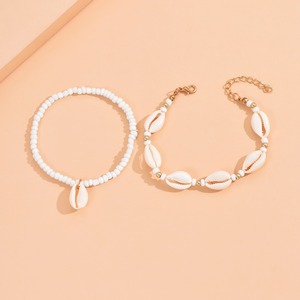 Juego de 2 tobilleras de concha de cauri de estilo bohemio, pulsera de tobillo de concha de cuentas de semillas para mujeres y niñas, joyería para <span class=keywords><strong>surf</strong></span> en la playa - Product Image 5
