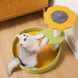 Felice gatto giocattoli interattivi fiore albero gatto all'ingrosso legno gratta e vinci - Product Image 5