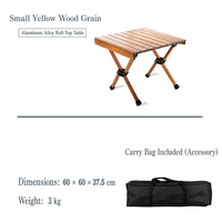 Table pliante pratique en bois grainé, cadre en alliage d'aluminium, montage facile, mobilier portable pour le camping, le jardin, la pelouse, la plage