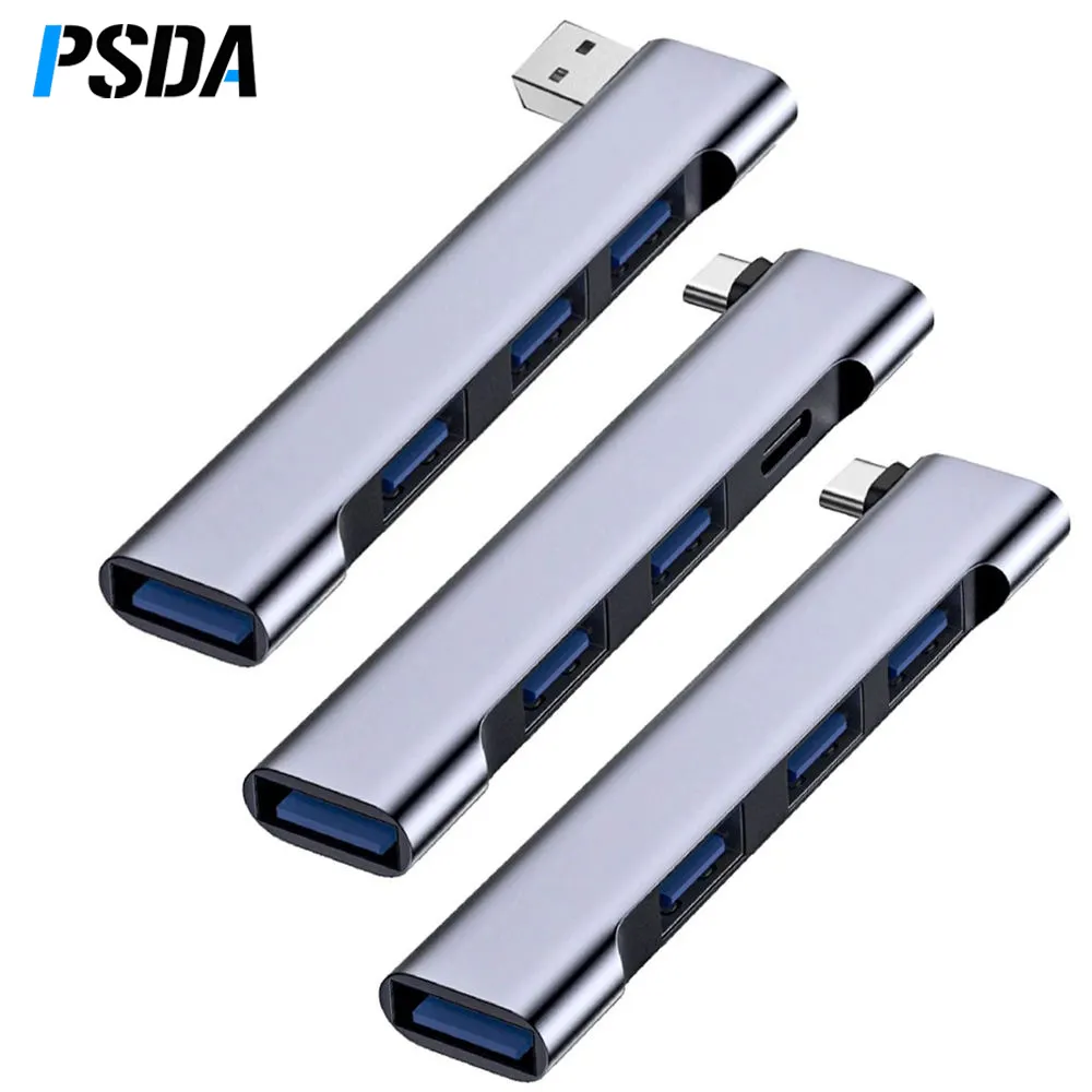 Psda 4 In 1 Pd Hoge Snelheid USB-C Usb Hub Breed Met Usb3.0 5Gbps Draagbare Type-C Docking Station 4 In 1 Usb Hub Voor Computer