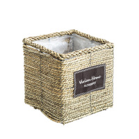 Décoration intérieure écologique de style nordique, pots à fleurs en paille tressée extra-larges sur pied