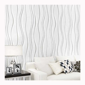 Papel pintado de rayas onduladas de estilo europeo minimalista moderno Fondo de TV de dormitorio <span class=keywords><strong>Administraci</strong></span>ón de entretenimiento doméstico no tejido - Product Image 1