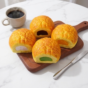 Pain Artificiel Réaliste, Simulation de Bolo Bun, Fausse Pâtisserie avec Garniture pour Présentation en Boulangerie, Accessoires de Photographie, Décoration - Product Image 1