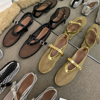 Ballerines en résille pour femmes, ballerines à boucle, chaussures décontractées pour tous les jours