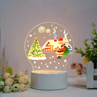 Lampe de nuit de Noël 3D en acrylique pas chère, Père Noël, lampe LED USB pour la chambre des enfants, décorations de Noël, cadeau