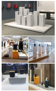 Présentoir de vitrine de magasin de vêtements, présentoir de chaussures, forme carré<span class=keywords><strong>e</strong></span> avec fleurs, Table de décoration de vitres de mariage - Product Image 5