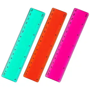 다양한 색상 투명 플라스틱 눈금자 맞춤형 학교 어린이 센티미터 및 인치 눈금자