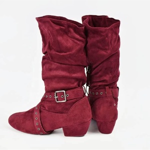 DC001 Evkoodance <span class=keywords><strong>tacco</strong></span> basso vendita calda di alta qualità punta chiusa rosa rosso nero <span class=keywords><strong>blu</strong></span> marrone colore morbido suola in pelle scamosciata stivali da ballo da donna - Product Image 4