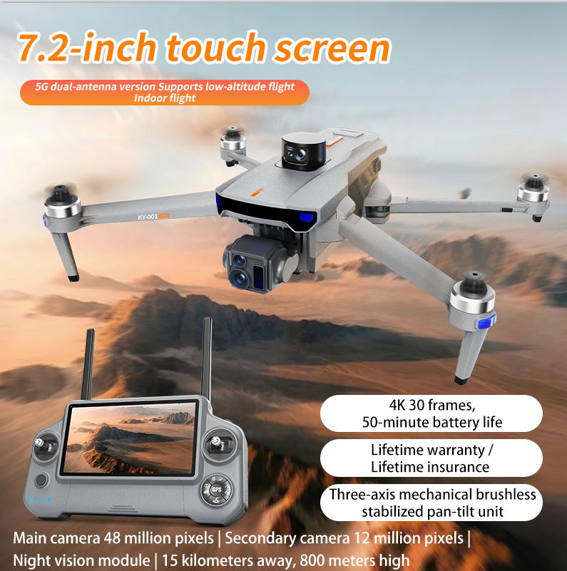 KY-001 PRO 4K GPS Drone 3-Axis Gimbal 5.5" Touch Screen RC Quadcopter With Obstacle Avoidance OEM ODM Wholesale