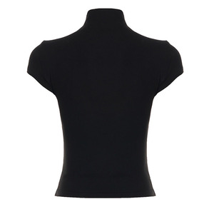 Top Corto de Punto Ajustado con Cuello Mao, Estilo Sexy, Camiseta Convertible con Botones, Impresión Digital Comprimida, Ajustable - Product Image 6
