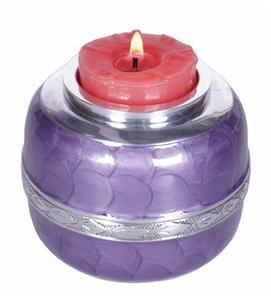 Urna de metal para velas conmemorativas, urna para cenizas funerarias, urna grabada para velas, urna con luz, urna de diseño para cenizas, urna dorada grabada - Product Image 1