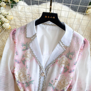 Abito da <span class=keywords><strong>donna</strong></span> elegante floreale francese con scollo a V e maniche lunghe, vestito da <span class=keywords><strong>ufficio</strong></span> a trapezio che esalta la figura, abbigliamento femminile alla moda - Product Image 5