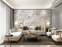 Papier peint mural 3D haut de gamme classique chinois à motifs floraux et d'oiseaux