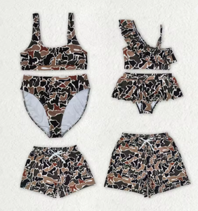 ชุดว่ายน้ำลายพรางสำหรับครอบครัวเด็กผู้หญิง- ผ้าโพลีเอสเตอร์/ไนลอนที่ระบายอากาศได้ดี เป็นมิตรกับสิ่งแวดล้อม สำหรับเด็กทารก เด็กวัยหัดเดิน และผู้ใหญ่ ชุดลำลองสำหรับฤดูร้อน - Product Image 1