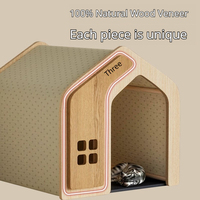 Abri pour chien moderne en bois, design à toit en pente, niche cachette avec coussin, mobilier décoratif pour chien d'intérieur, blanc, écologique, tout-en-un