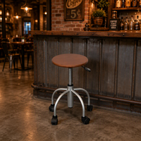 Nouvelle Arrivée - Tabouret de Bar Mobile Rond à Hauteur Réglable Pneumatiquement en Métal et Cuir PVC pour Hôtels, Bistros et Zones de Restauration Décontractée
