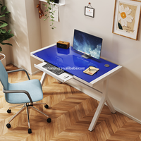 Bureau d'ordinateur en verre moderne et contemporain avec structure en fer pour bureau à domicile, taille et couleur personnalisables
