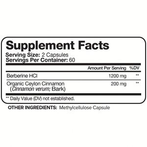 Custom Premium Berberine HCL 1200mg Plus Organic Ceylon Cinnamon Supports Glucosa Metabolism Berberine HCI Suplemento - Product Image 2