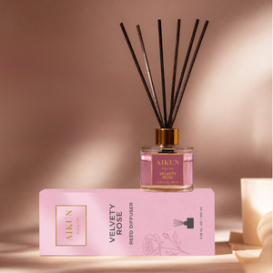 Diffuseur à bâtonnets Aikun en verre rond 100 ml, parfum personnalisé longue durée, faible MOQ, pour marque de startup, avec logo autocollant et boîte rose pour coiffeuse - Product Image 1