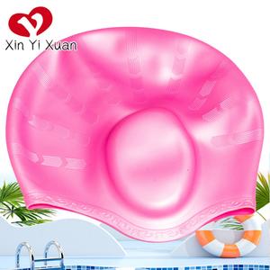 Bonnet de bain en silicone de couleur unie, imperméable et anti-humidité, pour femmes adultes aux cheveux longs - Product Image 2