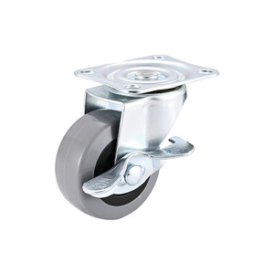 Gray Pvc Swivel Caster With Brake 50mm Diameter For Furniture Industrial Use - Product Image 1