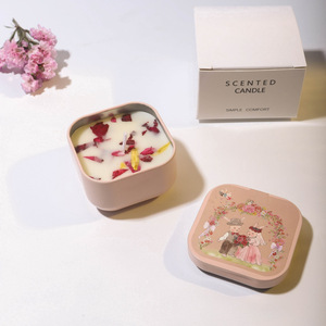 Bougie parfumée en cire de soja dans un pot en métal, motif lapin en sucre coloré, aromathérapie, cadeau de Noël et de Thanksgiving haut de gamme, vente en gros - Product Image 4