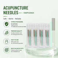 Aiguilles d'acupuncture stériles jetables en gros avec tube, 1000 pièces, pour le corps, certifiées CE, classe II médicale