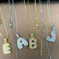 Pendentif initial à bulles en gros, charme en zircon doré, pendentifs alphabets A-Z, charmes pour la fabrication de bijoux