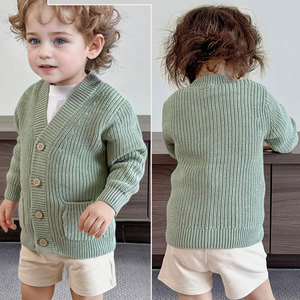 Pulls en laine d'hiver chauds en coton biologique 100% standard pour garçons et filles, cardigan pour bébés - Product Image 3