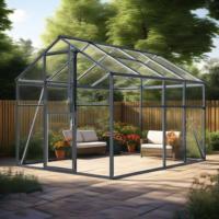 Villa Cour Maison Aluminium Polycarbonate Serre Jardin Kit Facilement Assemblé Cadre Métallique Décoratif Green House