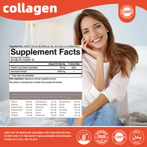 Comprimés de collagène hydrolysé en marque privée OEM 6000 mg avec vitamine C pour la peau, les <span class=keywords><strong>cheveux</strong></span>, les ongles et le soutien des articulations, 100 unités - Product Image 2