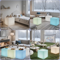 Sedia da tavolo con luce a cubo ricaricabile da 16 pollici lampada luminosa regolabile da 16 colori impermeabile a LED incandescente per plastica regolabile