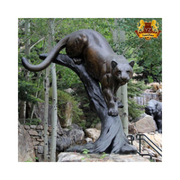 Statues d'animaux modernes en métal, décor de jardin extérieur, Sculpture de taille réelle en Bronze, Sculpture de léopard et de tronc d'arbre