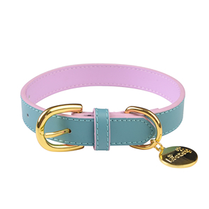 Nuevo collar de perro mascota de cuero genuino de diseñador de moda con características personalizadas de color de contraste - Product Image 1