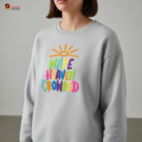Nouveau design personnalisé en gros, transferts thermiques DTF en chenille moelleuse effet gonflé 'Make Heaven Crowded' pour vêtements et t-shirts