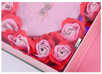 TC Lujoso lazo de doble puerta caja de joyería de flores de jabón Collar de flores artificiales almacenamiento Regalo de cumpleaños del Día de San Valentín de la madre