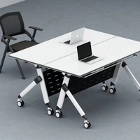 Tables de bureau pliantes modulables et mobiles avec structure métallique pour la formation et les réunions du personnel