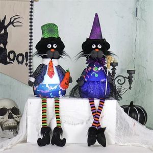 Whimsical Light Up <b>Cat</b> Doll Dangle Legs 2 Pack Festive Black White Stripe <b>Plush</b> Gift Toy - Product Image 2